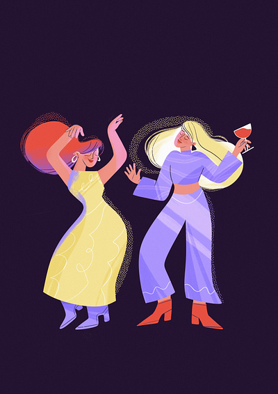 NYE Party Girls celebration cocktail dancing digital illustration digital painting fun illustration new year nightlife party procreate woman illustration