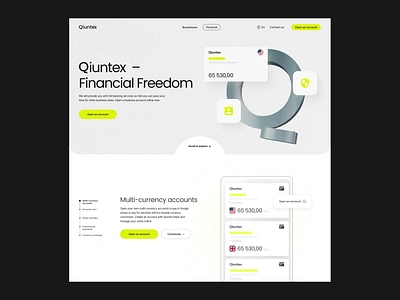 Qiuntex mobile banking website banking corporate website landing page mobile banking pc banking ui uiux user interface ux webdesign website website concept