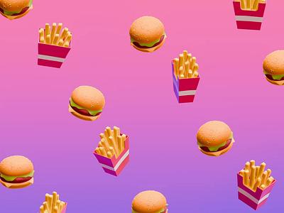 Fast Food 3d animation b3d burgers eevee food illustration motion graphics
