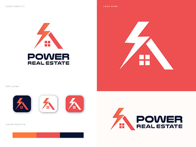 Power Real Estate Logo Design (unused) brand identity branding cleaning design graphic design home house logo logo design logos mls modern logo power property real estate realtor