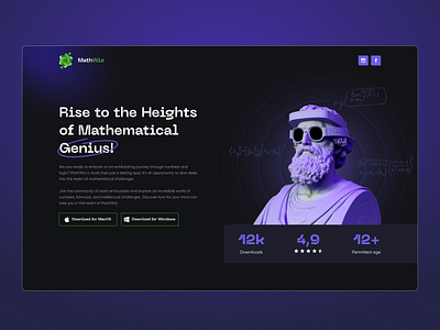 Landing for Math App graphic design landing logo math site ui ux