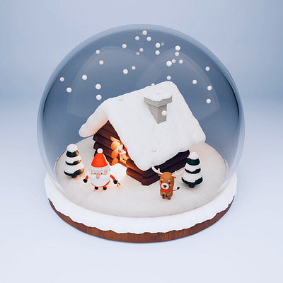 Blender rendered Snow Globe 3d animation