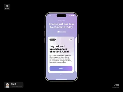 Daily task. DYUI #7 card design choose deisng daily design ui daily task dalily design app ios ios design purpple task design ui ux ux design