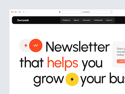 DevLeads - Newsletter branding business case study font graphic design latest mockup motion gra newsletter trending typography ui uiux design ux web web design website