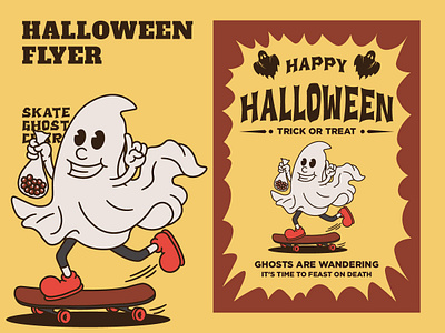 Ghost Halloween brand brand identity branding cartoon character classic cute design ghost graphic design halloween illustration logo mascot old style retro vector vintage