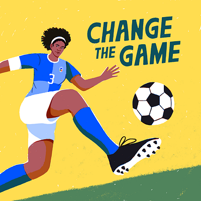 Change the game digital drawing illustration lettering portrait soccer sport woman