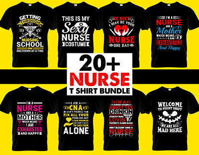 Nurse t-shirt design bundle graphic art healthcare illustration hospital