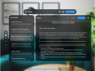 Spatial UI - Note taking app