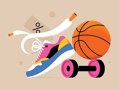 Sport illustration active activewear basketball discount dumbbell flat flatillustration illustration minimal shoe shoelace sport training vector
