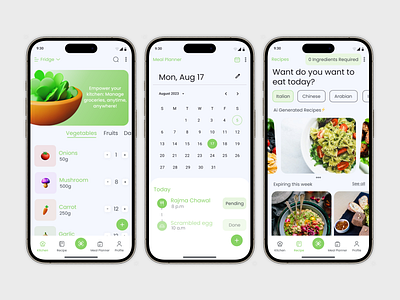 Freshlist- A Grocery management App design mockups grocery management home page kitchen app latest trend mobile ui schedule ui user experience videos