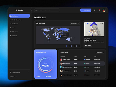 Bredar - Seller Dashboard UI Kit admin application breakpoint chart dark mode dashboard illustration mockup responsive seller board ui design web app