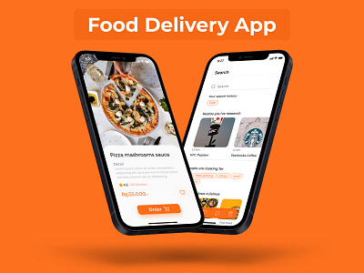 Food Delivery 2024 app application delivery design figma food fooddelivery foodie mobile mock up orange orderin trending typography ui ux