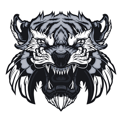 Angry tiger design graphic design illustration