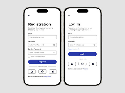 Registration & Log in Screens log in mobile design registration sign in sign up ui ux