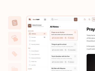 QuickQuill — Note Web Application brown design designs note noteapp ui uiux web web design