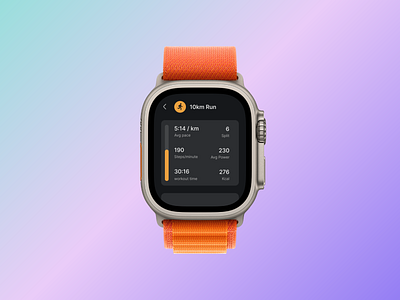 A smartwatch running app interface with stats ui
