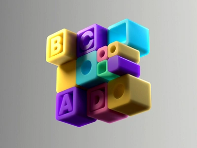 The BLOCKS 3d bauhaus building blocks c4d childish cinema4d clean colorful composition design dribbble graphic design illustration isometric minimal modular playful render squares wax