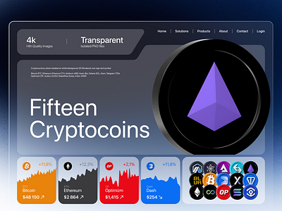 Cryptocoins Thumbnail 3d bitcoin blender concept ethereum icon logo render site ui