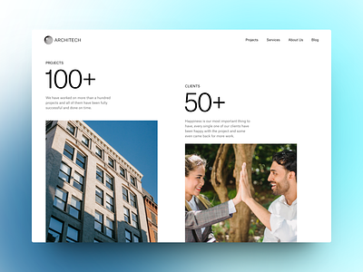 Architech - About the company about about me about us architech architecture architecture web design architecture website big numbers minilaism minimalist website proof social social proof story ui design ui ux design ux design web design website website design
