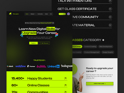Re-Learn - Online Course Landing Page education figma graphic design landing page ui uidesign ux uxdesign website