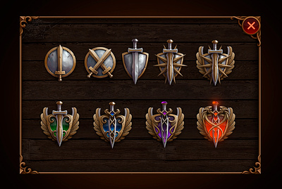 Level development icons element fantasy game graphic design icon illustration ui