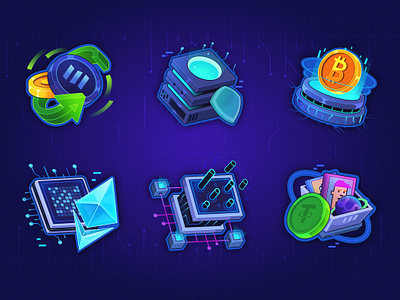 CryptoExp: Crypto Icons 2d 2d game icon bitcoin blockchain crypto ethereum future game art game icon graphic design icon icons illustration nft space web3