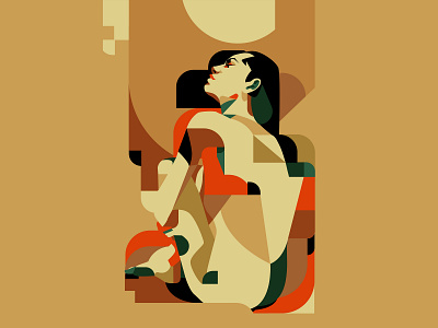 Coffee shade girl abstract composition cubism cubistic illustration design editorial editorial illustration girl girl illustration illustration laconic lines minimal poster vector vector illustration woman woman illustation