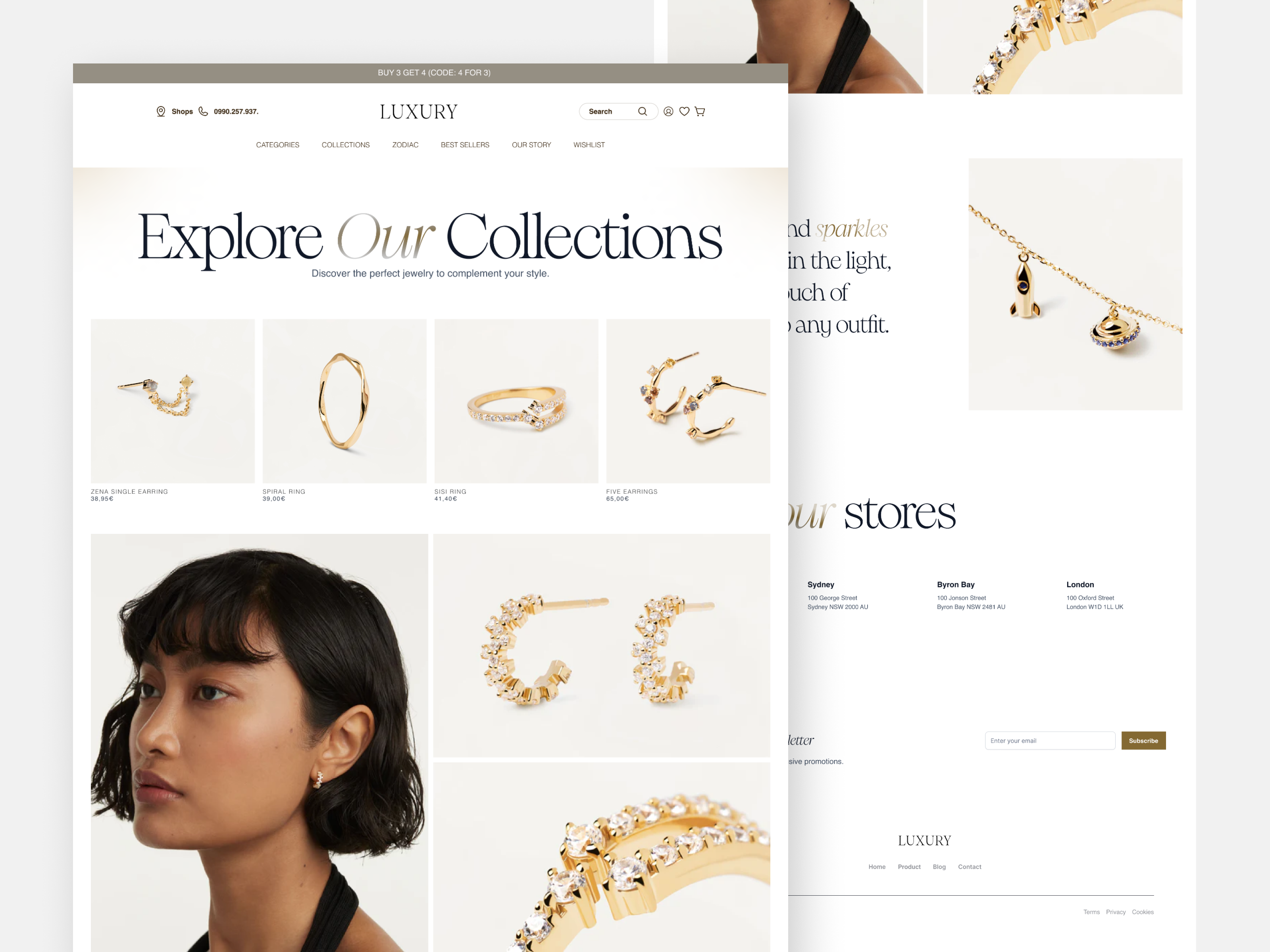 LUXURY - Jewelry Website Landing Page Design animation branding design elegant elegant design graphic design jewelery jewelry landing page luxury motion graphics serif ui ux website design