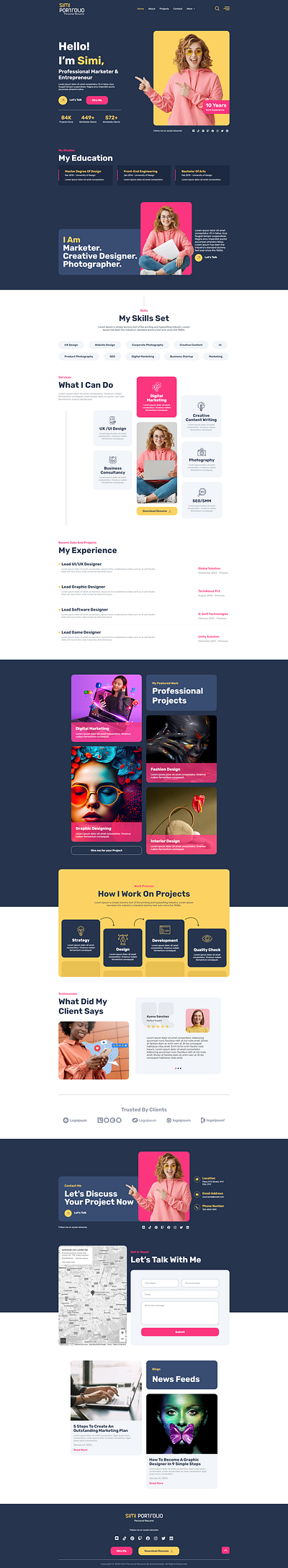 Simi - Personal Resume & Portfolio Elementor Template Kit web developer