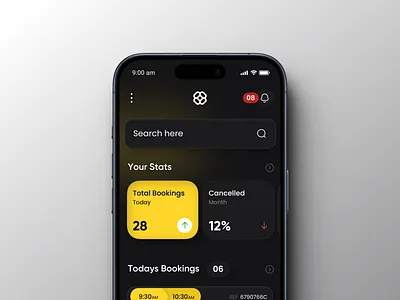 Bookings Vendor's Mobile Platform app assigned booking bookings design interfacedesign reservations tasks ui uiux ux vendor