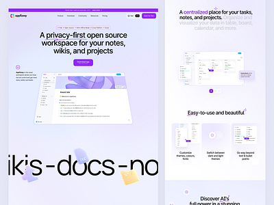 AppFlowy Website Redesign ai corporate website cuberto graphics landing page notion promo landing ui ux web web design wiki workspace