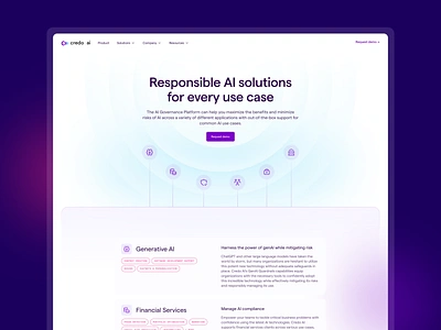 Credo AI website ai brand identity branding digital product features icons illustration light rai saas solutions tags tech typography ui web design web3 website