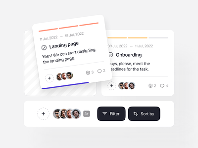 Project Management, Tasks Cards | Lazarev. buttons cards clean dashboard design fields inspiration interaction interface product design saas ui ui kit user interface ux