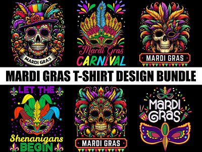 MARDI GRAS T-SHIRT DESIGN BUNDLE graphic design mardi gras shirts t shirt designer