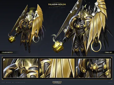 Paladin Golem 2d art cgi character character design concept concept art digital 2d digital art fantasy game game art game of heroes gamepack golem illustration legendary mobile games sci fi