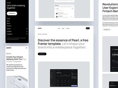 PEARL . Free Framer Portfolio Template agency designer download framer free illustration interaction landing light mobile motion portfolio product design remix template typography web webdesign website