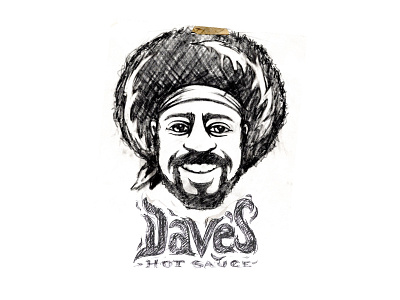 Dave’s Hot Sauce Pencil Sketch 70s afro bandana beard caricature goatee hendrix hippie illustration jimi hendrix kung fu mascot portrait rockstar tie dye