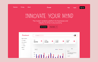 Alook Landing page - Business analytic animation branding graphic design ui