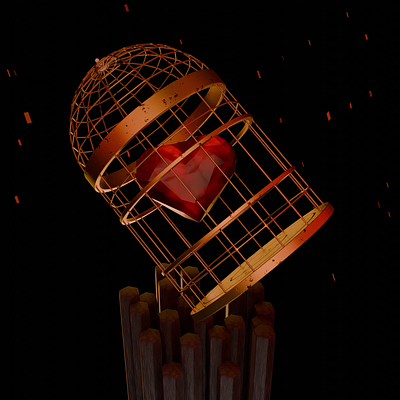 Golden Cage 3d 3d art adobe animation art blender cage digital art graphic design heart motion graphics premiere pro