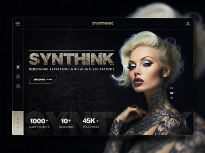 SynthInk Landing Page: Where Art and Tech Converge. aiinnovation aitattoo creativejourney inkinnovators innovationinink innovativeweb landing page midjourney mordern design tattoo tattooadventure tattoomagic tattoomodel uiux web design