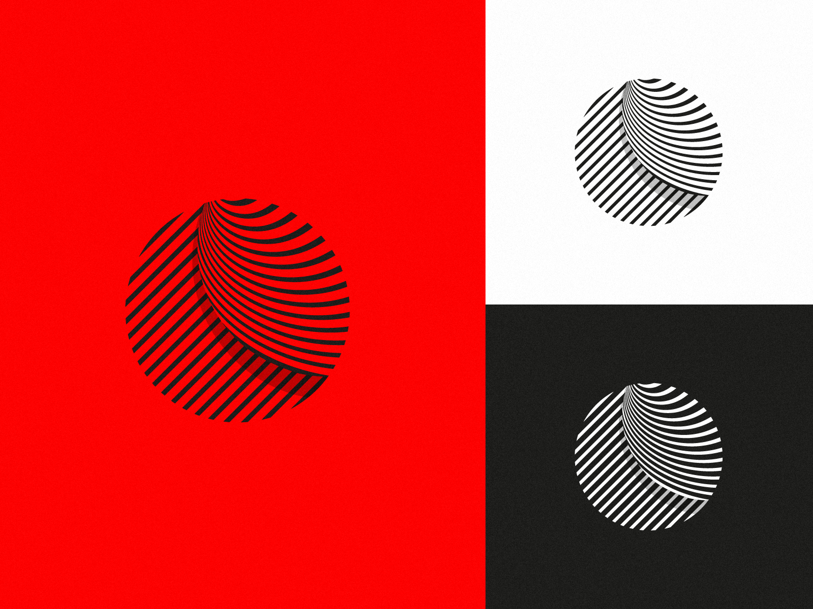 Globe 3d band black circle globe lineart lines logo logotype monogram red ribbon weave