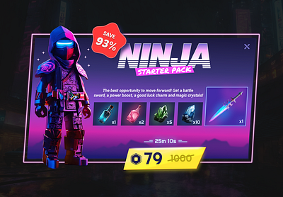 Special game offer art concept design game game offer graphic design minimalism ninja offer pink purple ui yellow