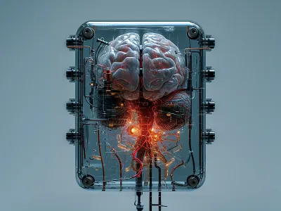 Brain machine ai brain cyberpunk graphic design machine midjourney