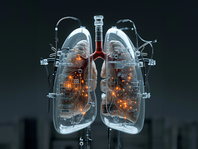 Lungs machine ai cyberpunk graphic design lungs machine midjourney
