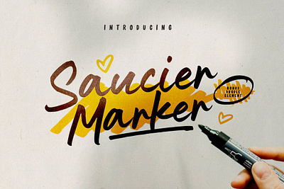 Saucier Marker doodle font hand lettered font handwritten font handwritting letter logotype marker font