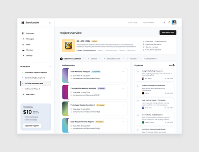 Project Management Dashboard application dashboard design project management project overview saas ui ui ux ux web app wed design