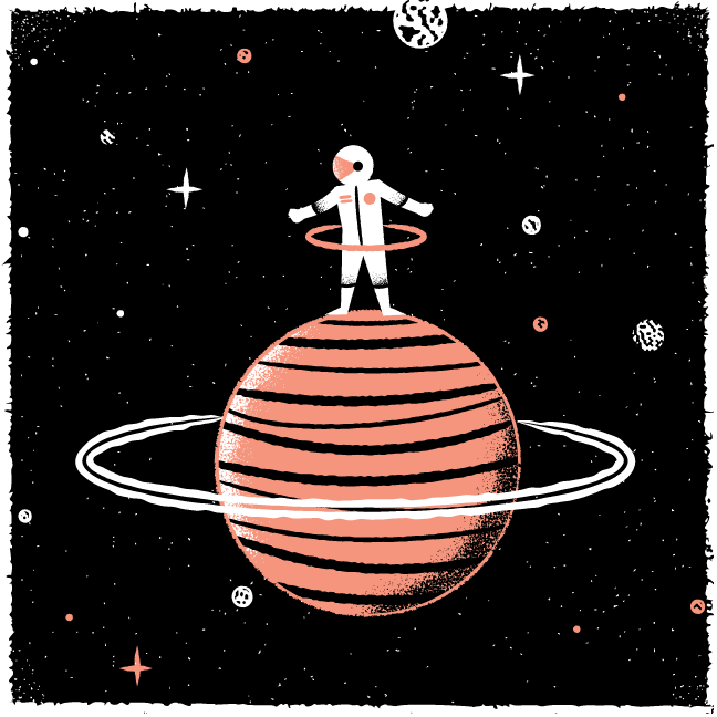 Hoops astronaut conceptual illustrator editorial editorial illustration editorial illustrator hoola hoop illustration illustrator james olstein james olstein illustrationr jamesolstein.com saturn space texture vector