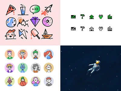 2023 Top Shots astronaut avatar handdrawn icons illustrations