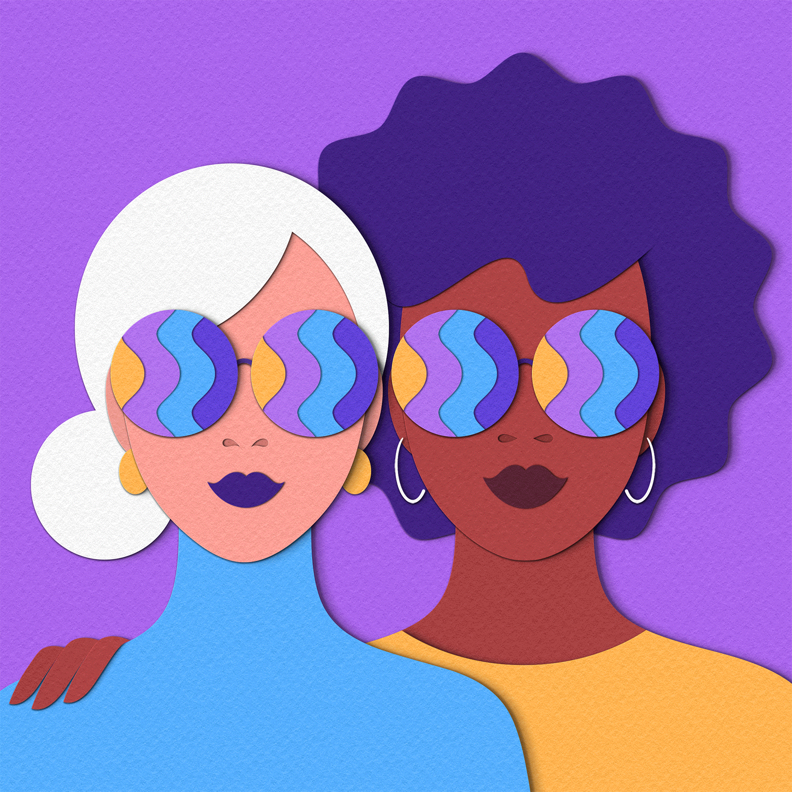 One Vision animation colors design editorial gif glasses groovy illustration paper craft people psychedelic specs vision women