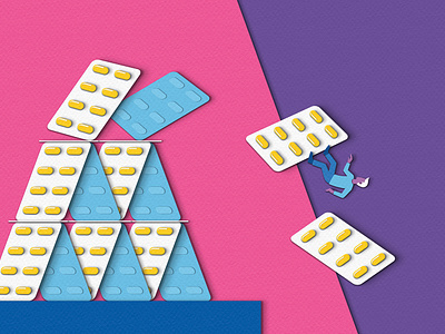 Scientific American - The Rise and Fall of Vitamin D art cards collapse design editorial fall falling illustration magazine paper craft people science scientific supplements tower vitamin d vitamins